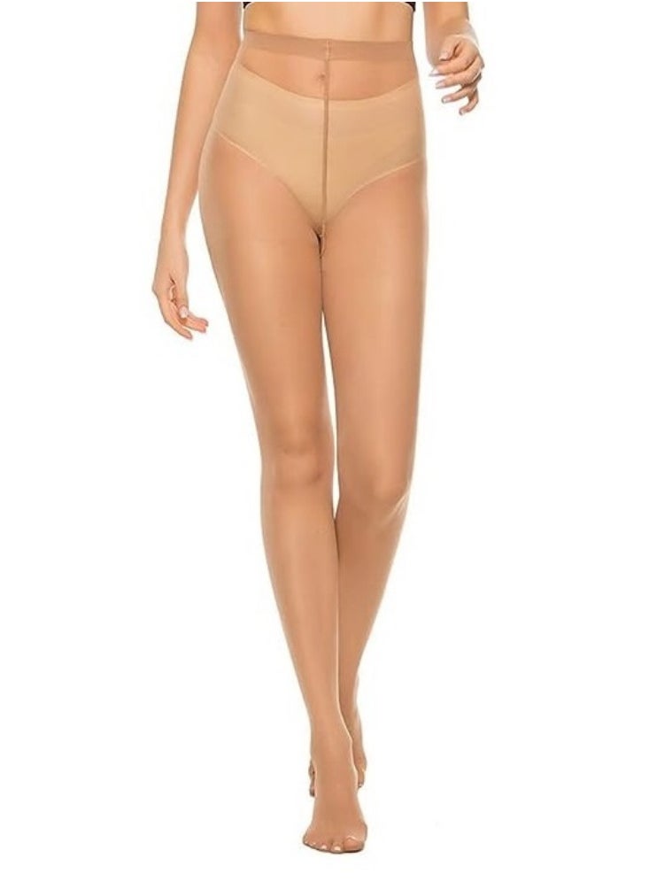 Glamroot - Women's/Girl's High Waist Sheer Pantyhose Stockings Tights, Beige - Image 1