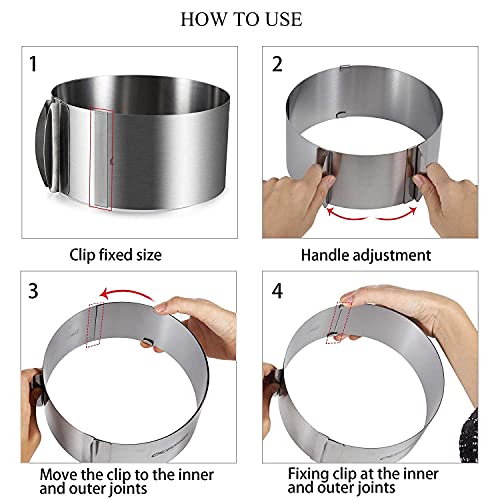 IKTU Stainless Steel 6 To12 Inch Adjustable Cake Mousse Mould Ring, Silver, 1 Piece, 1 kilogram - Image 2