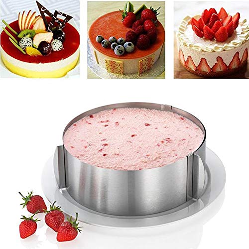 IKTU Stainless Steel 6 To12 Inch Adjustable Cake Mousse Mould Ring, Silver, 1 Piece, 1 kilogram - Image 1