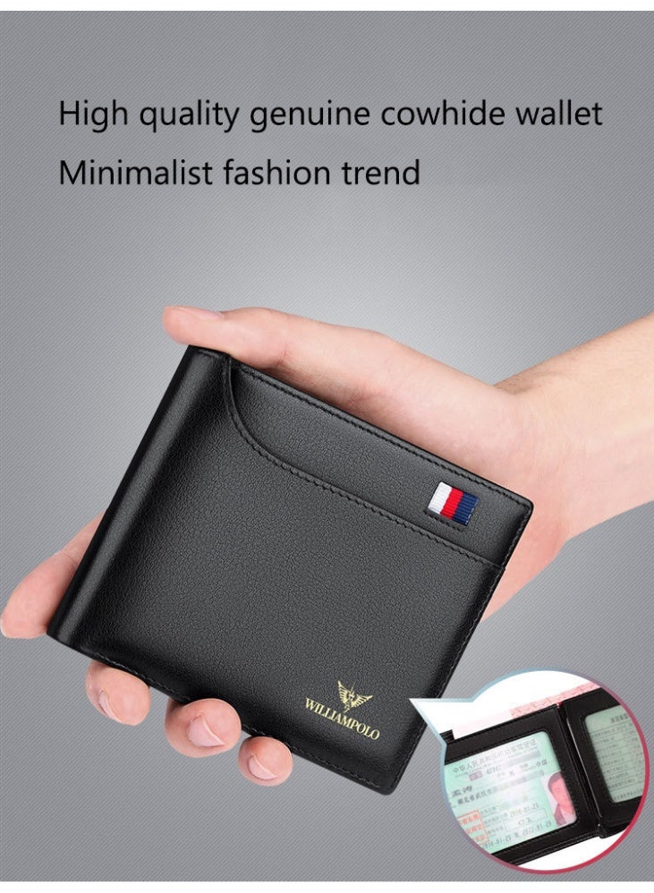 Williampolo men's wallet, premium leather wallet, soft leather men's wallet, short vertical style, top layer cowhide wallet - Image 3