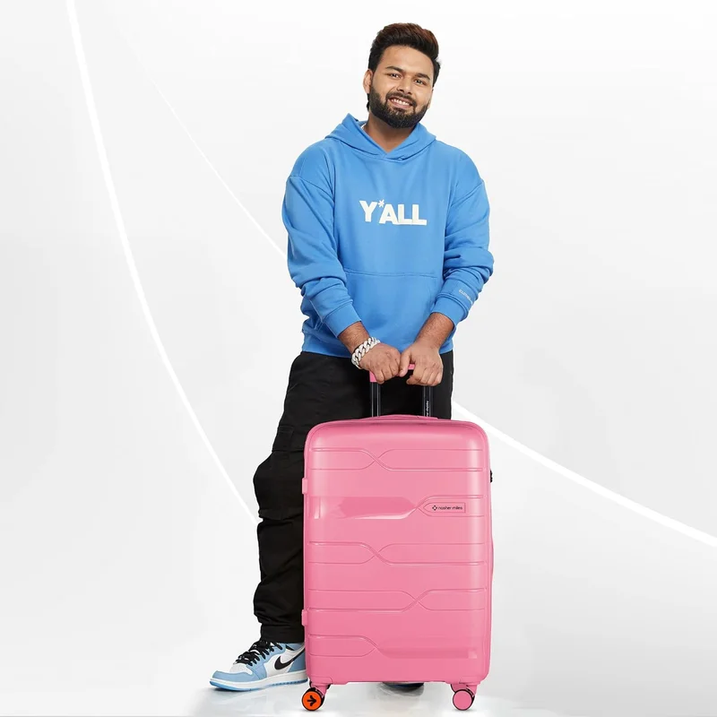 nasher miles Nasher Miles Paris Hard-Sided Polypropylene Luggage Set of 2 | 65cm & 75cm | 8 Wheels Medium & Large Trolley Bag for Travel | Suitcase (Pink)