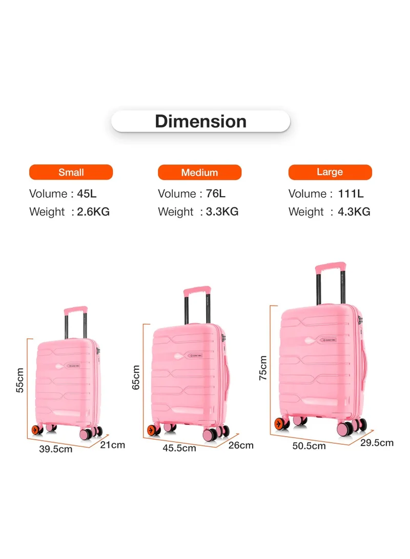 nasher miles Nasher Miles Paris Hard-Sided Polypropylene Luggage Set of 2 | 65cm & 75cm | 8 Wheels Medium & Large Trolley Bag for Travel | Suitcase (Pink)