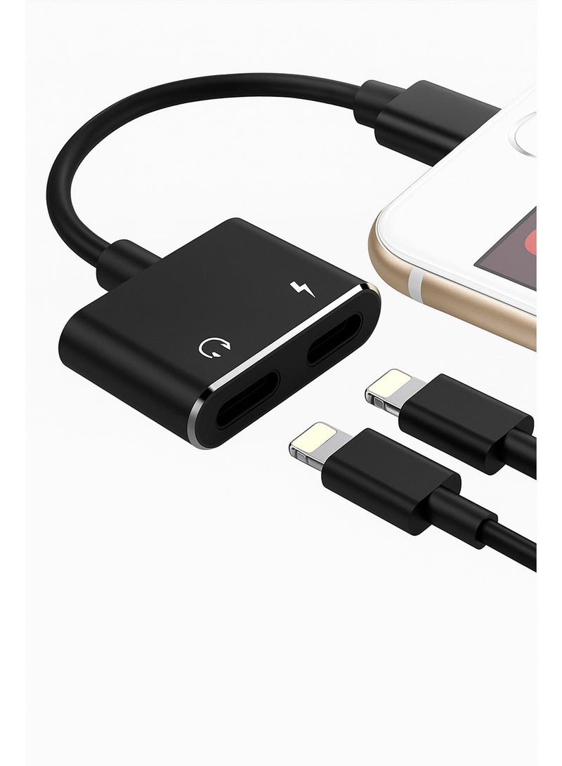 SPON 2-in-1 Lightning Audio Adapter – Dual Lightning Ports for Charging & Listening, 10cm Cable, Compatible with iPhone - Image 1