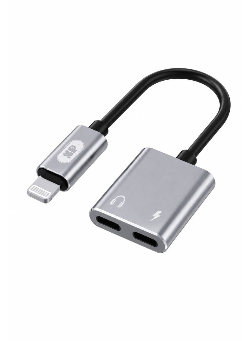 محول لايتنينج 2 في 1 للصوت والشحن – منفذا Lightning للاستماع للموسيقى والشحن في نفس الوقت – كابل 10 سم – يدعم المكالمات ومتوافق مع أجهزة iPhone - Image 3