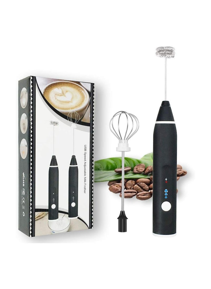 Double Whisk Milk Frother with Stand, Coffee Mixer, Handheld Foam Maker with Stainless Electric Whisk For Coffee, Cappuccino, Latte, Frappe, Matcha, Hot Chocolate - Image 1