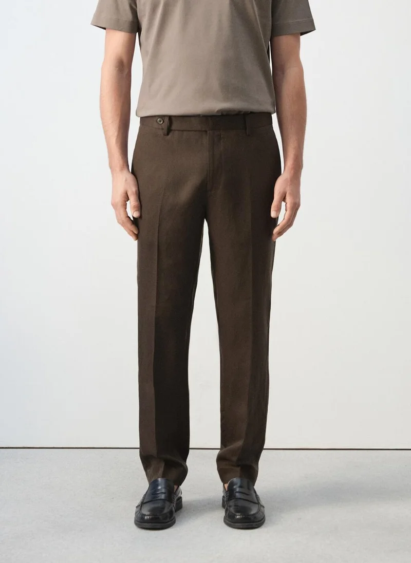 مانجو مان Slim-fit lyocell linen trousers