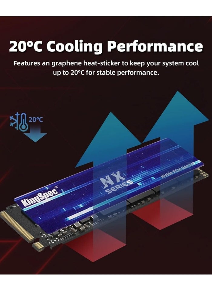 KingSpec - NX Series 256GB Internal Solid State Drive Gen3x4 NVMe M.2 SSD, Up to 3500MB/s, 3D NAND Flash M2 2280 for Desktop and Laptop PS5 XBOX - Image 1