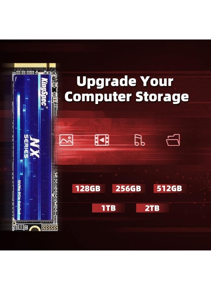 KingSpec - NX Series 256GB Internal Solid State Drive Gen3x4 NVMe M.2 SSD, Up to 3500MB/s, 3D NAND Flash M2 2280 for Desktop and Laptop PS5 XBOX - Image 1