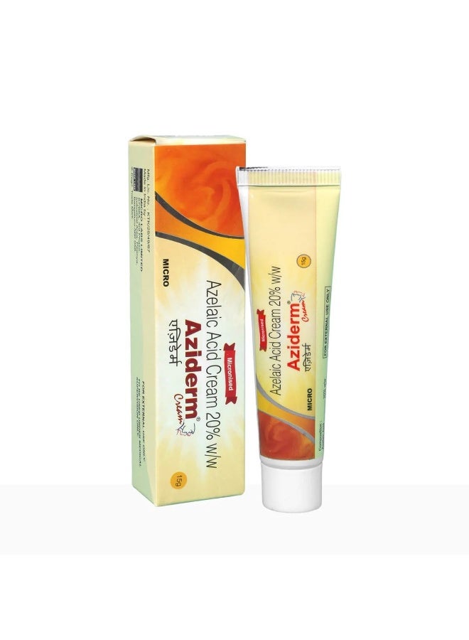 Aziderm Cream 20% w/w Micronised Azelaic Acid Cream for Acne & Blemish Care, 15 g - Image 1