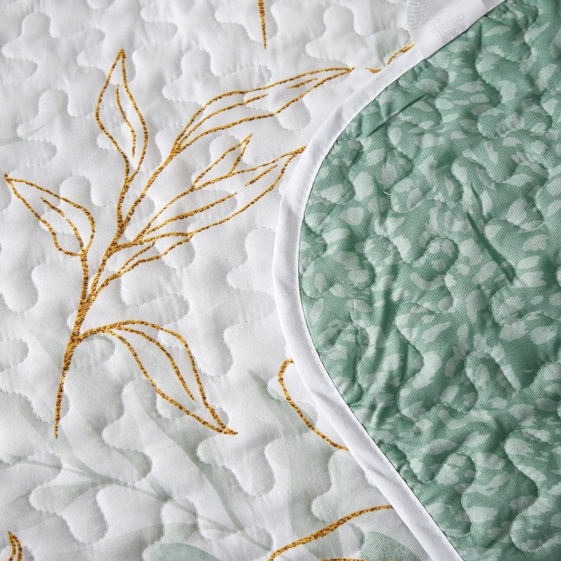 Anibedding Floral Botanical Full Size Green Quilt Set, 3 Pieces, Reversible Soft All-Season Bedding (90"x78") - Image 4
