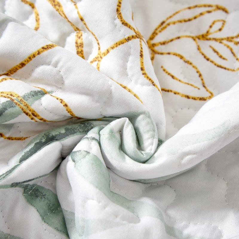 Anibedding Floral Botanical Full Size Green Quilt Set, 3 Pieces, Reversible Soft All-Season Bedding (90"x78") - Image 5