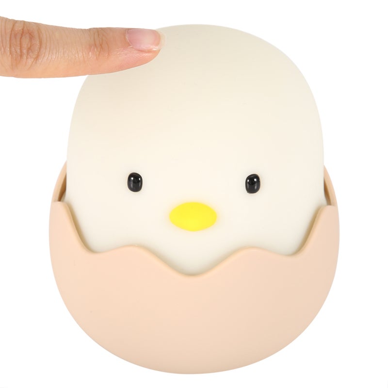 Night Lamp: 3000K Warm White & 6500K Cold White, 5-200 Hours Lighting, Eye-protective Silicone Shade, Cute Chick Tumbler Design - Splash-resistant, Air Switch Dimming, USB Charging Portable Light for - Image 5