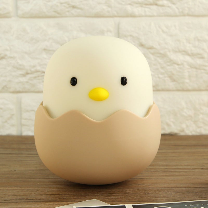 Night Lamp: 3000K Warm White & 6500K Cold White, 5-200 Hours Lighting, Eye-protective Silicone Shade, Cute Chick Tumbler Design - Splash-resistant, Air Switch Dimming, USB Charging Portable Light for - Image 1