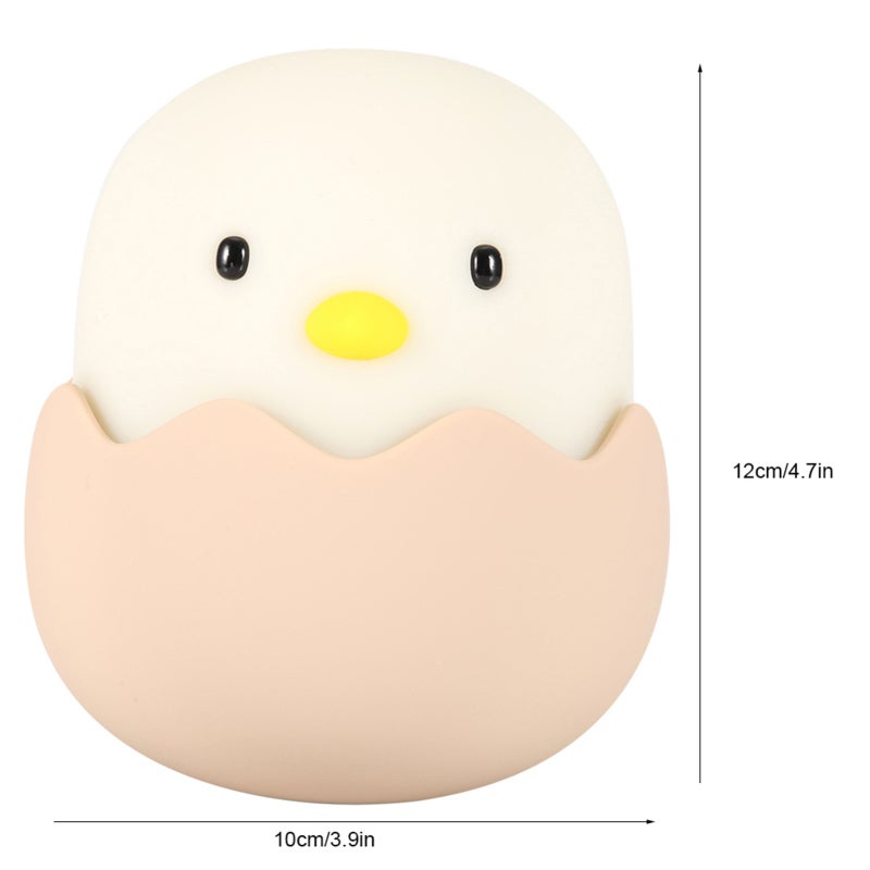 Night Lamp: 3000K Warm White & 6500K Cold White, 5-200 Hours Lighting, Eye-protective Silicone Shade, Cute Chick Tumbler Design - Splash-resistant, Air Switch Dimming, USB Charging Portable Light for - Image 4