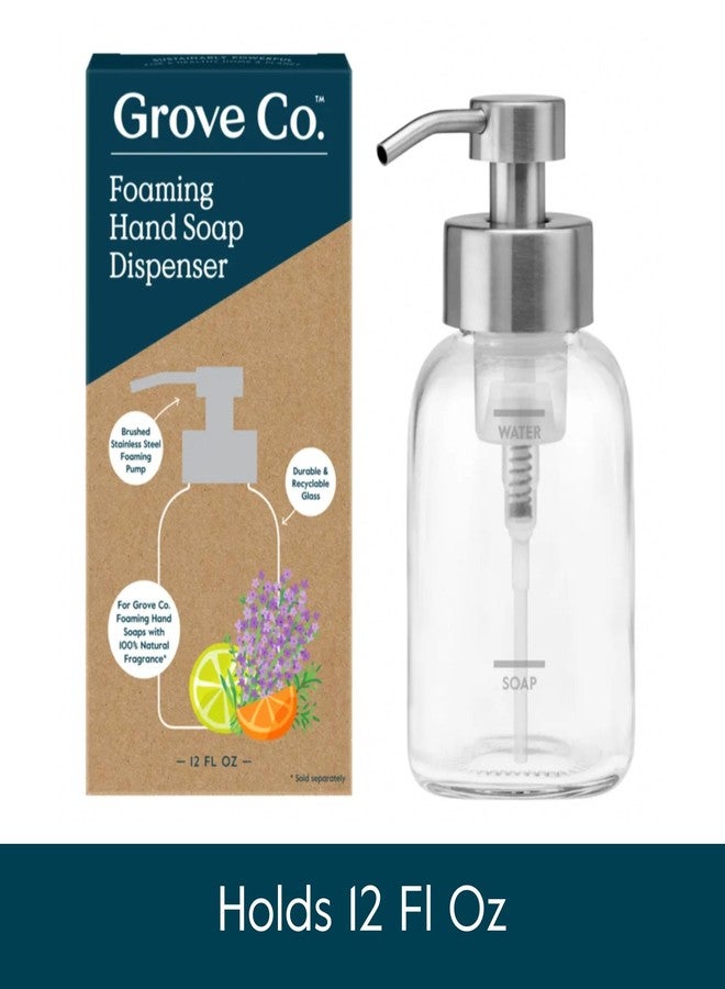 Grove Co. Foaming Soap Dispenser, 2 x Refillable Glass Bottles with Stainless Steel Pump, Reusable Liquid Hand Soap Set for Kitchen or Bathroom, Square Base, Reduce Plastic Waste - Image 2