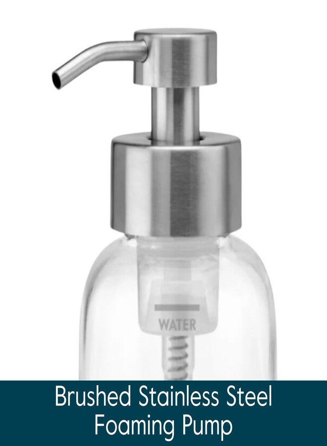 Grove Co. Foaming Soap Dispenser, 2 x Refillable Glass Bottles with Stainless Steel Pump, Reusable Liquid Hand Soap Set for Kitchen or Bathroom, Square Base, Reduce Plastic Waste - Image 3