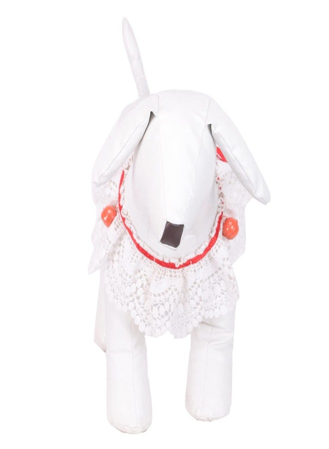 Lulala Dog Collar Crochet,Embroidered Flower Lace Bowtie Scarf Wedding Birthday Party Cat Collar with Bell Adjustable Knot,Puppy Teacup Cloth Dress Collar Costume Outfits Accessories(S,White-Red) - Image 5