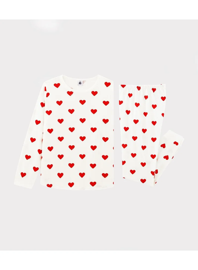 Petit Bateau Children's hearts print ribbed pyjamas