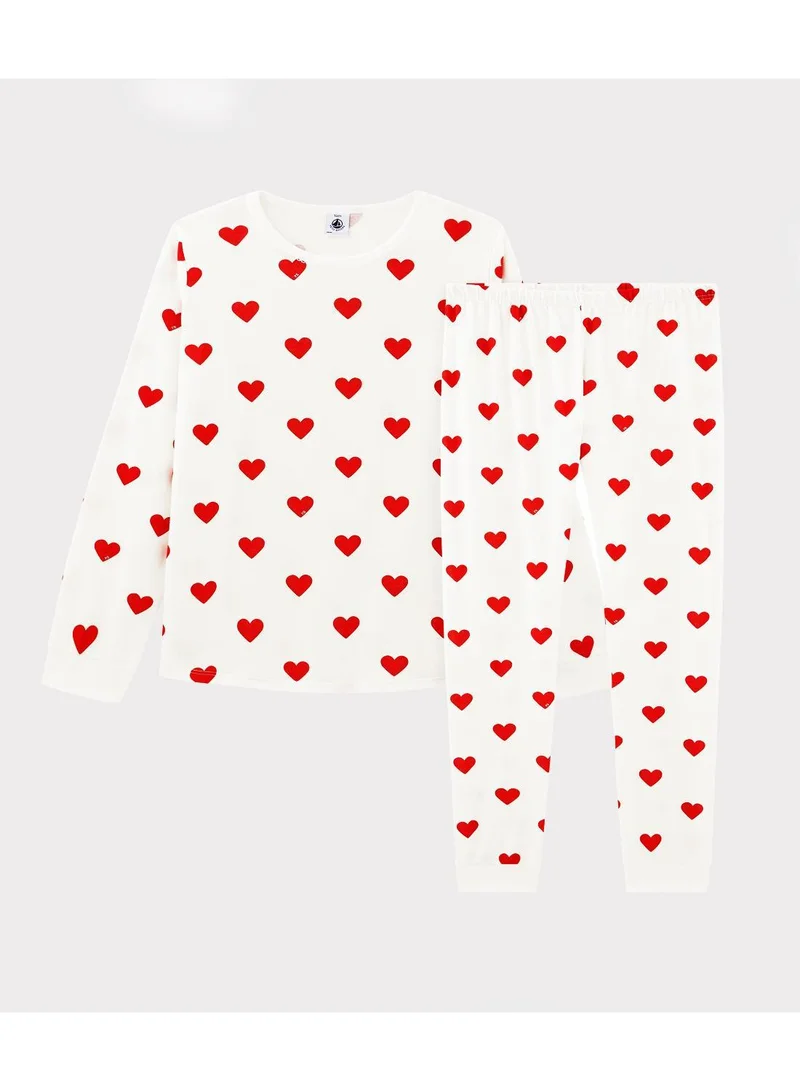 Petit Bateau Children's hearts print ribbed pyjamas