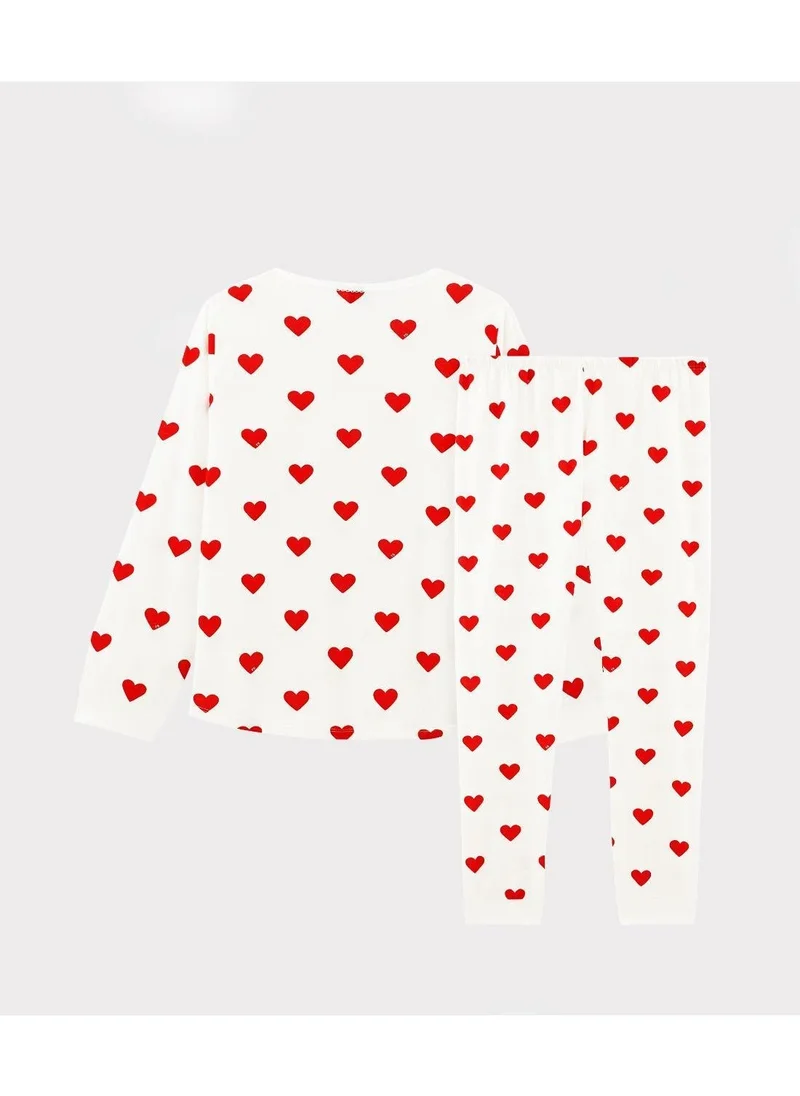 Petit Bateau Children's hearts print ribbed pyjamas