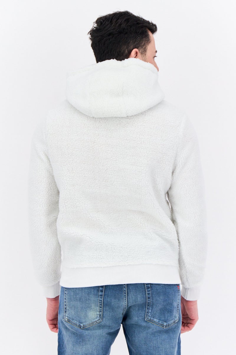 Night Addict جاكيت ساف شيل للرجال بشعار مطرز، أبيض فاتح - Image 3