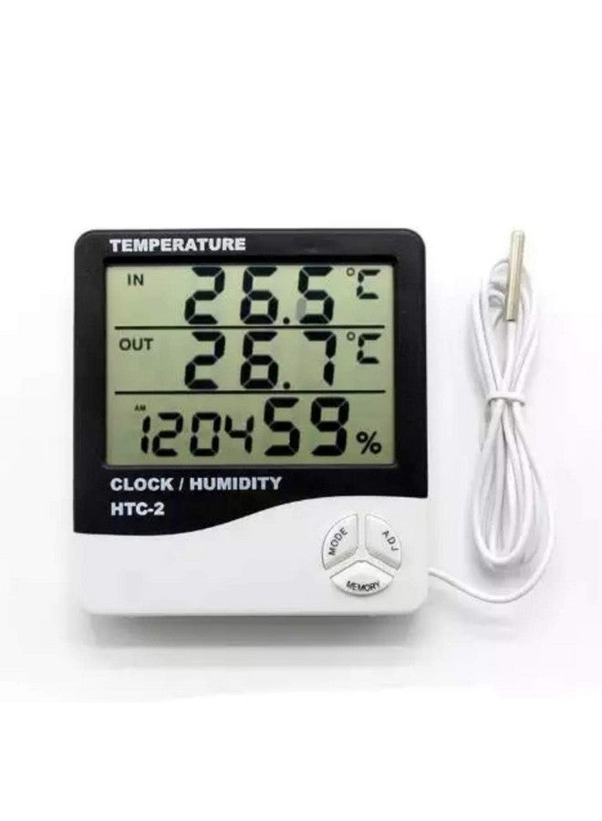 APURK HTC Clock High Precision Large Screen Electronic Indoor Temperature Humidity Thermometer with Clock Alarm(Pack of 1) - Image 4
