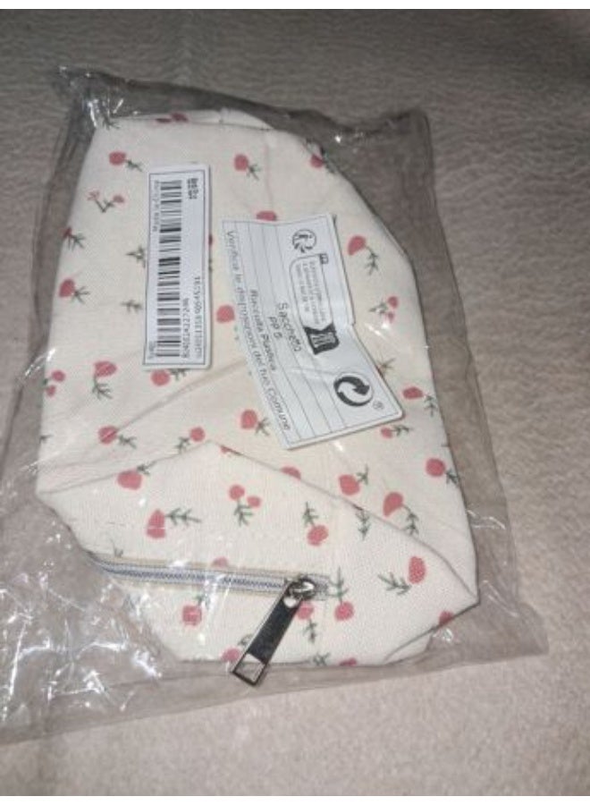 Miamia 1 Pcs Beautiful Small Pencil Case with Floral Patterns Bright Colors for Stationery Storage on Students’ Desks School Supplies Pencil Pouch Students’ Backpack White Color  - Image 3