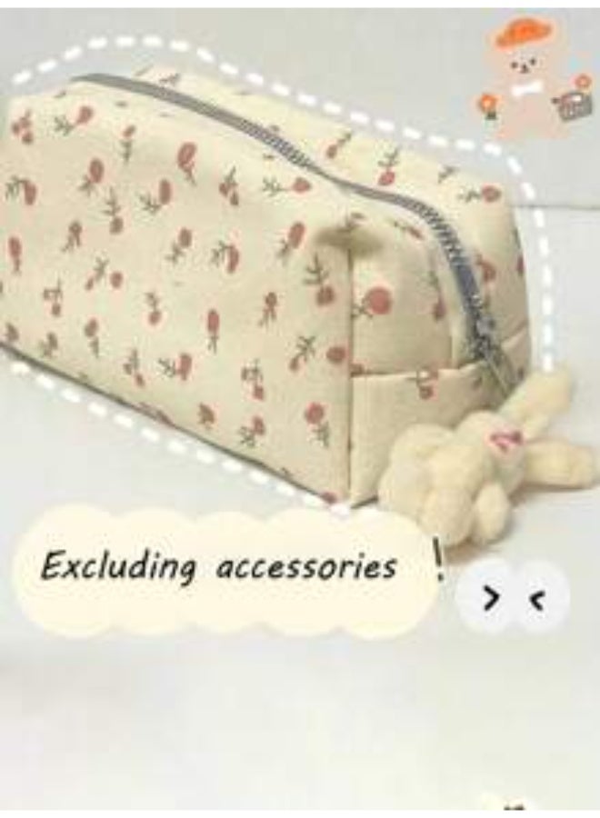 Miamia 1 Pcs Beautiful Small Pencil Case with Floral Patterns Bright Colors for Stationery Storage on Students’ Desks School Supplies Pencil Pouch Students’ Backpack White Color  - Image 2
