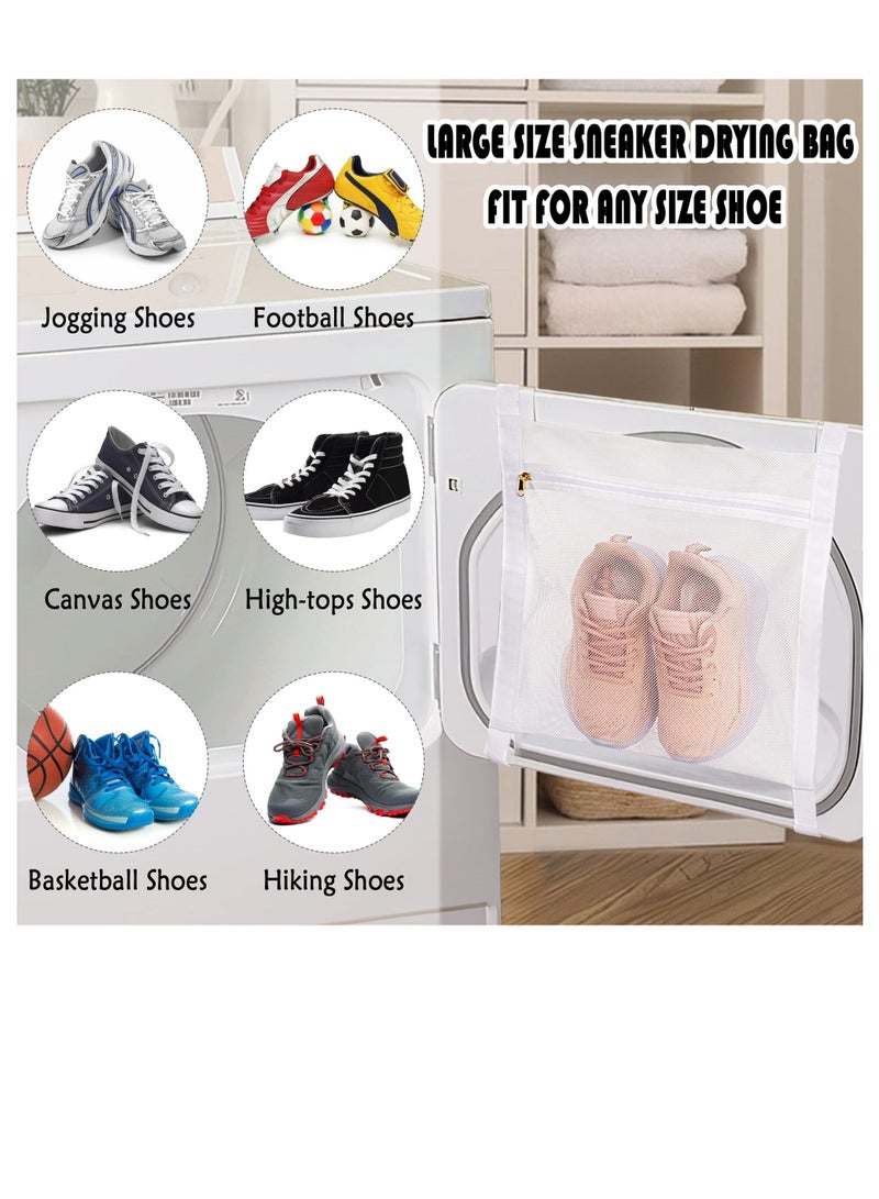 Sneaker Wash u0026 Dry Net Bag for Dryer, 15.7x13.8 Inch Large HoneyComber Mesh Bags with Zipper and Strap Shoes, Clothing, Laundry Reused Tool (Large) 3 Pcs, Dryer  - Image 4