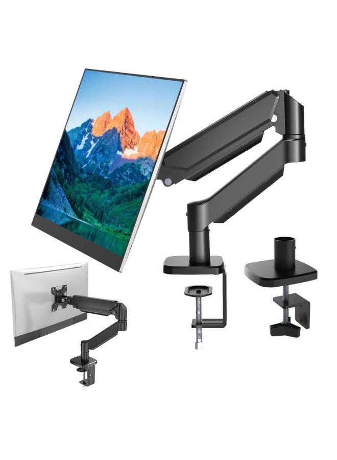 Single Monitor Mount,Fully Adjustable Monitor Arm Fits 17 to 32 Inch Screens, With C-Clamp & Grommet Base, Computer Desk Arm with Tilt Swivel Rotate Supports 20 lbs - Image 3