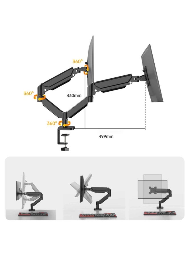 Single Monitor Mount,Fully Adjustable Monitor Arm Fits 17 to 32 Inch Screens, With C-Clamp & Grommet Base, Computer Desk Arm with Tilt Swivel Rotate Supports 20 lbs - Image 4