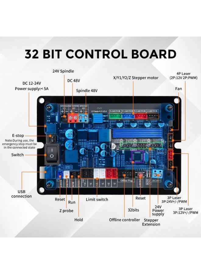 LUNYEE GRBL1.1 3 Axis Controller Board Stepper Motor Double Y axis For CNC Machine - Image 3
