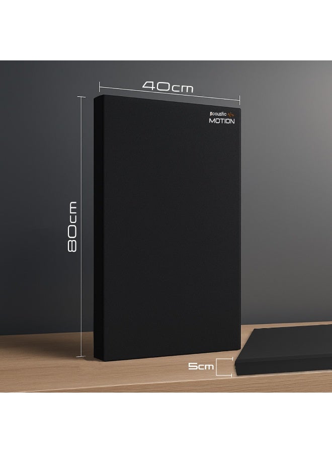 أكويستك موشان ألواح صوتية بسمك 5 سم، 80×40 سم، مصنوعة من الألياف الزجاجية (صوف صخري)، عازلة للصوت - ألواح امتصاص الصوت عالية الكثافة للاستوديوهات أو المكتب أو المسرح المنزلي أو السقف أو الحائط - لون أسود - Image 2