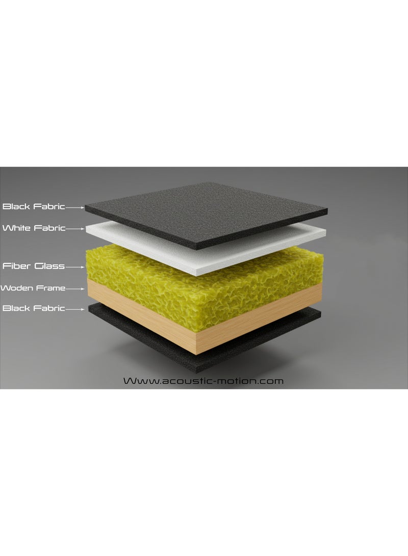 أكويستك موشان ألواح صوتية بسمك 5 سم، 80×40 سم، مصنوعة من الألياف الزجاجية (صوف صخري)، عازلة للصوت - ألواح امتصاص الصوت عالية الكثافة للاستوديوهات أو المكتب أو المسرح المنزلي أو السقف أو الحائط - لون أسود - Image 3
