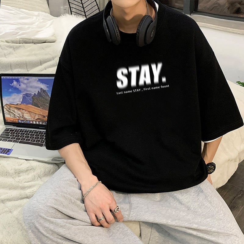 Apricot American High Street Short-Sleeved T-Shirt Men'S Summer Trendy Brand Fashion Hiphop Yipi Handsome Oversiz E Half-Sleeved - Image 3