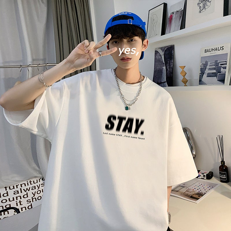 Apricot American High Street Short-Sleeved T-Shirt Men'S Summer Trendy Brand Fashion Hiphop Yipi Handsome Oversiz E Half-Sleeved - Image 4
