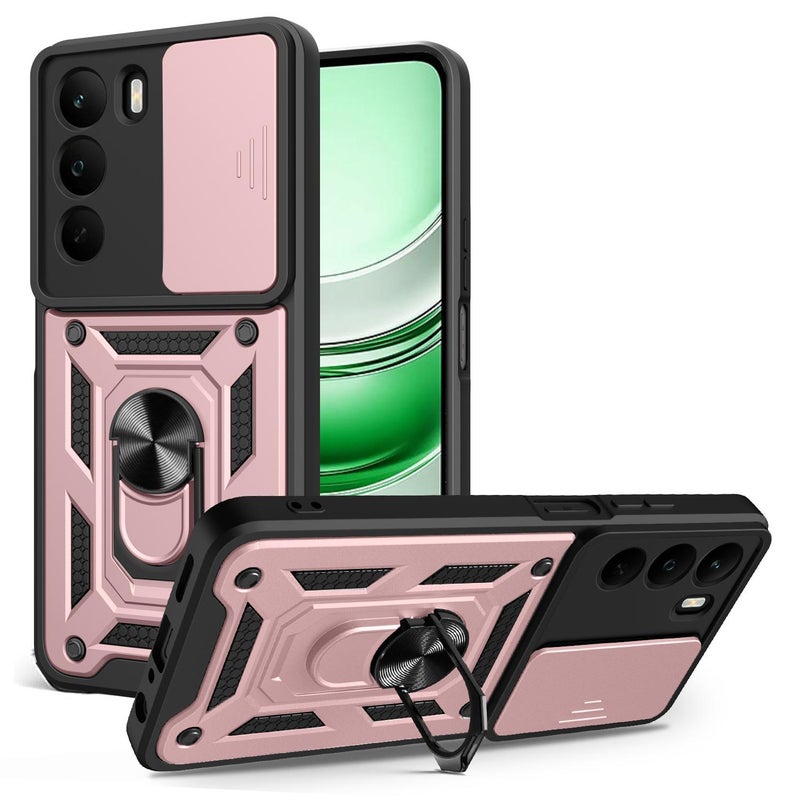 إيروريكس جراب هاتف Realme C71 4G بتصميم كاميرا منزلقة من مادة TPU+PC (ذهبي وردي) - Image 1