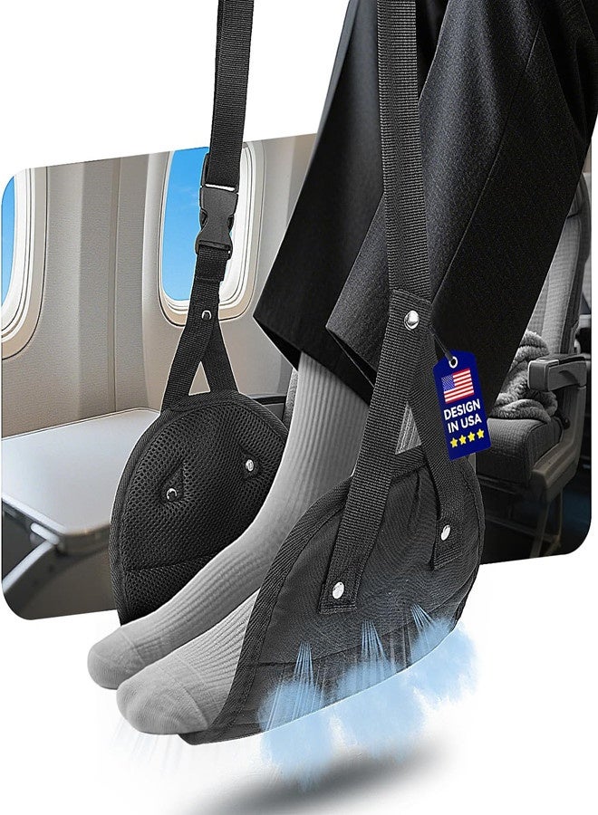 Osowake Ergonomic Airplane Foot Hammock(Memory Foam)-Ultimate Comfort Foot Hammock for Plane Travel Essentials to Relax Your Feet, Portable Airplane Foot Rest with Adjustable Strap, Perfect for Long Flight - Image 1