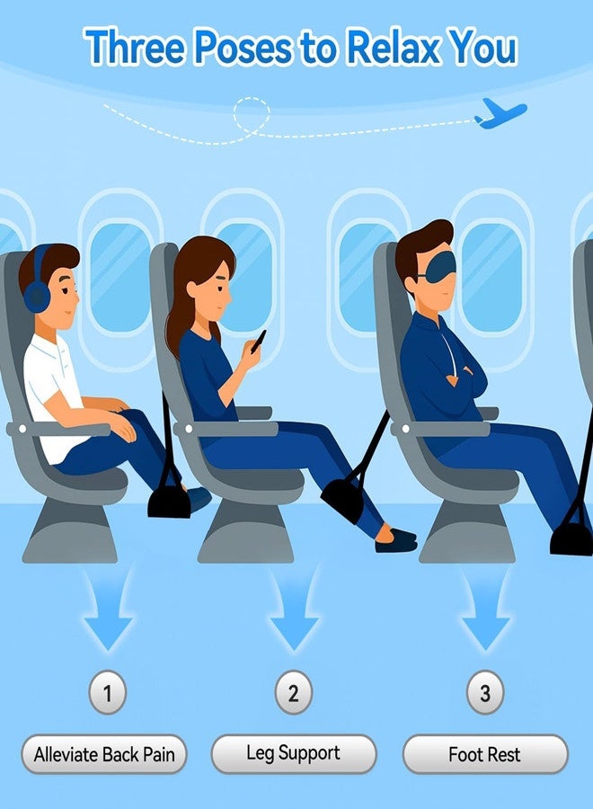 Osowake Ergonomic Airplane Foot Hammock(Memory Foam)-Ultimate Comfort Foot Hammock for Plane Travel Essentials to Relax Your Feet, Portable Airplane Foot Rest with Adjustable Strap, Perfect for Long Flight - Image 4