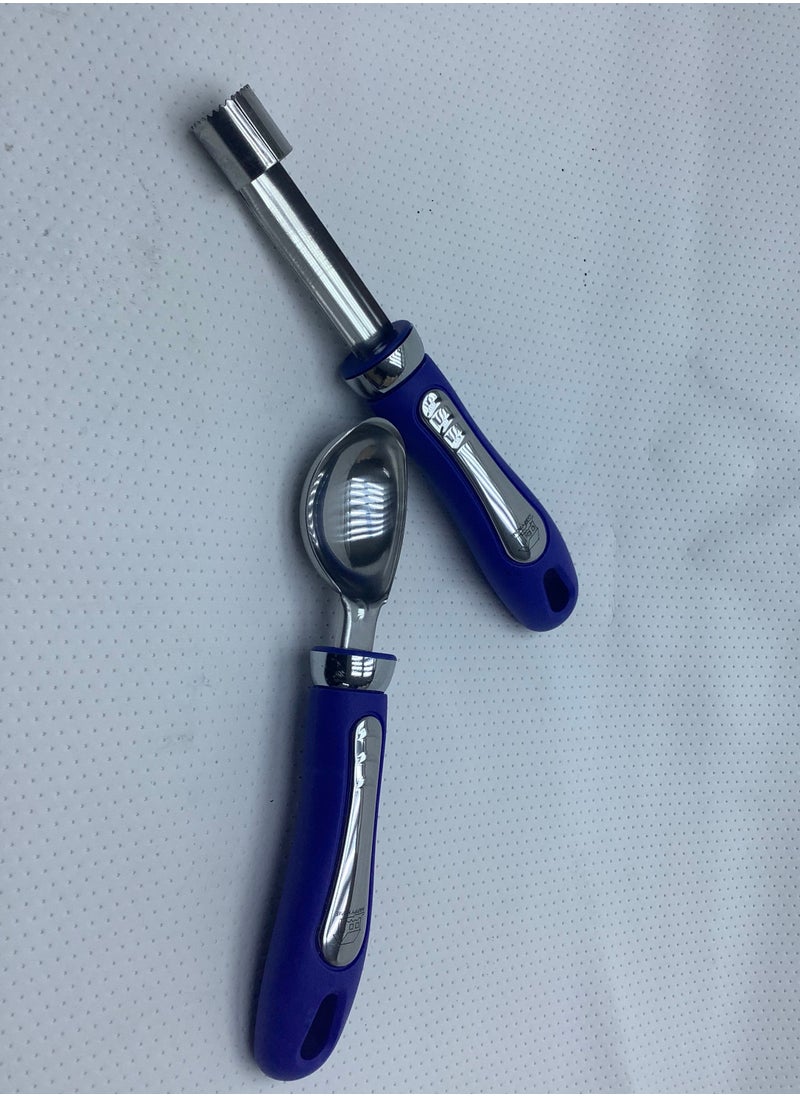 Stainless Steel Ice Cream Scoop & Apple Corer with Plastic Handle - Set of 2 Pieces