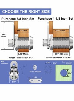 Y&D Cabinet Cam Lock Set 3 Pack 5/8 Inch Cylinder Locks Secure File Drawer Dresser RV Replacement Hardware Chrome Finish Zinc Alloy  - Image 2