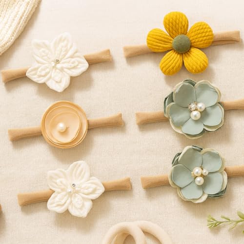 Flavizo 10 Pcs Hair Bands for Baby Girl, Soft Elastic Baby Hairband Set with Flower Design, Cute Headbands for New Born Baby Girl, Comfortable Hair Accessories for Girls Kids - Image 3