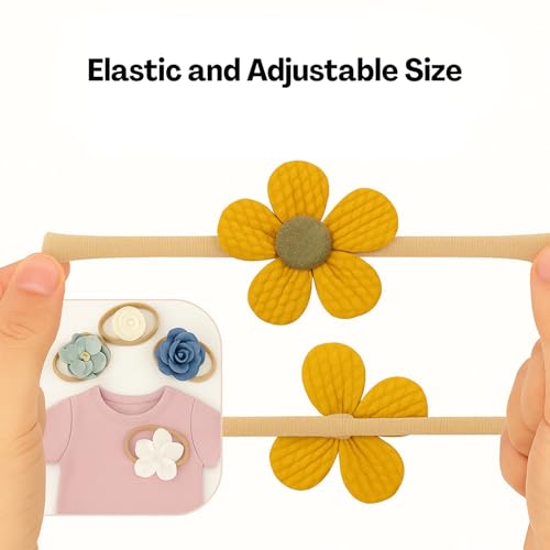 Flavizo 10 Pcs Hair Bands for Baby Girl, Soft Elastic Baby Hairband Set with Flower Design, Cute Headbands for New Born Baby Girl, Comfortable Hair Accessories for Girls Kids - Image 2
