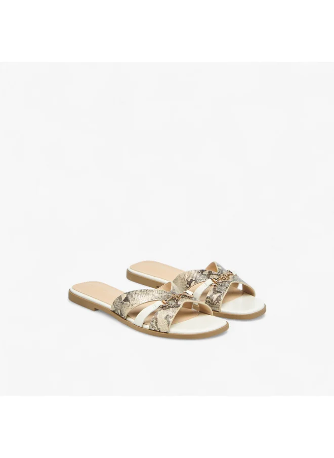 فلورا بيلا من شو إكسبرس Women Animal Print Slip-On Cross Strap Flat Sandals