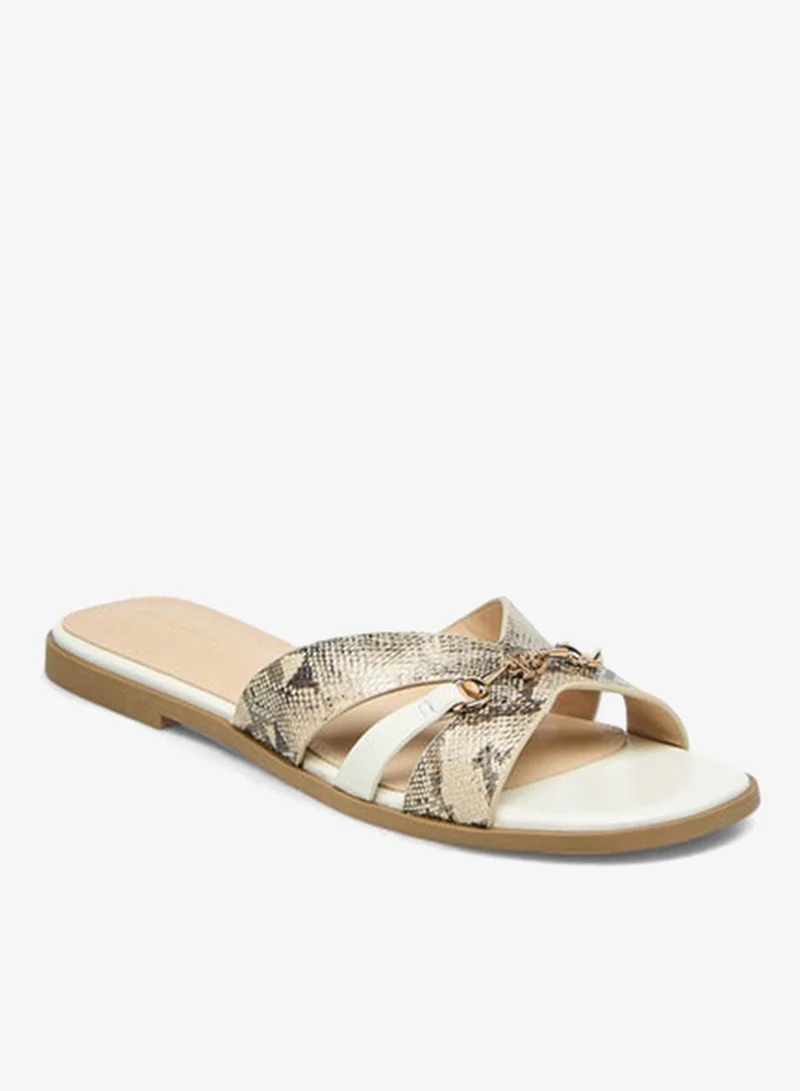 Flora Bella By Shoexpress Women Animal Print Slip-On Cross Strap Flat Sandals