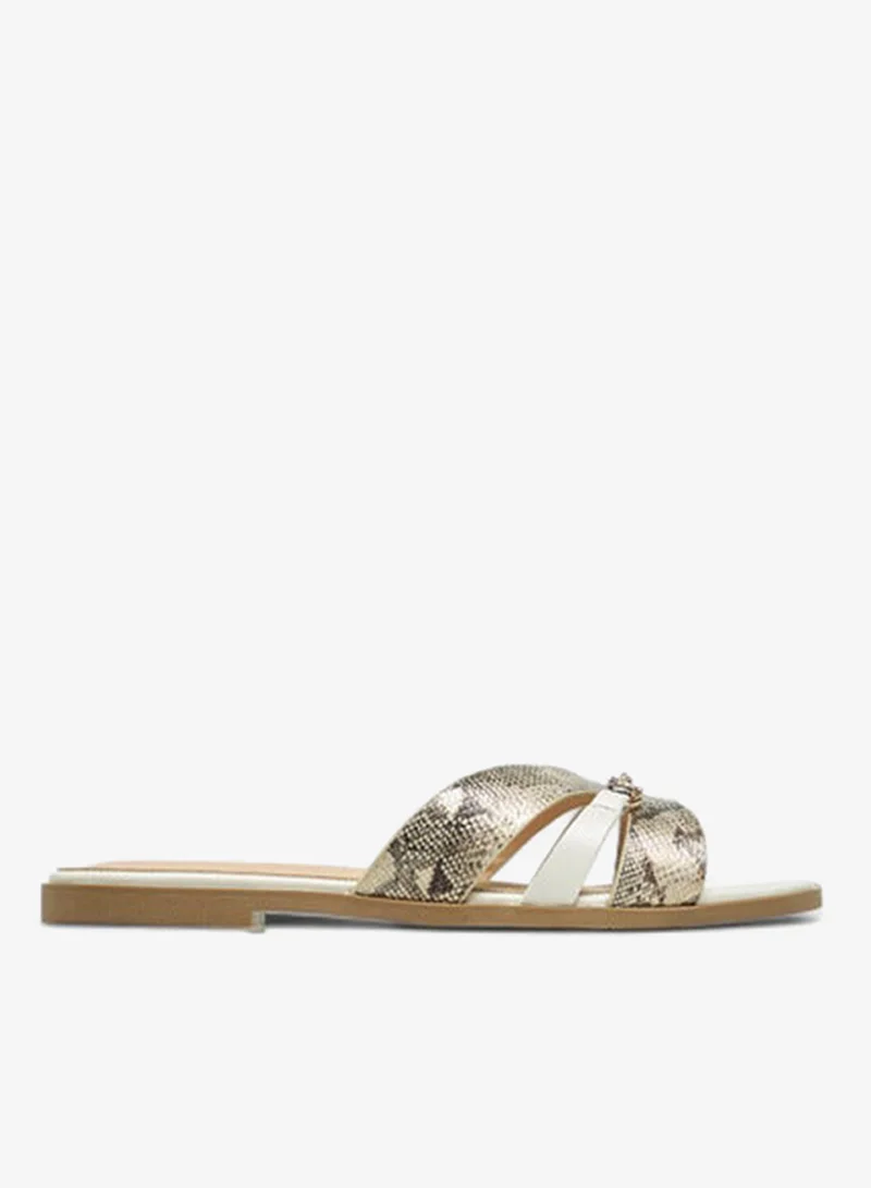 Flora Bella By Shoexpress Women Animal Print Slip-On Cross Strap Flat Sandals