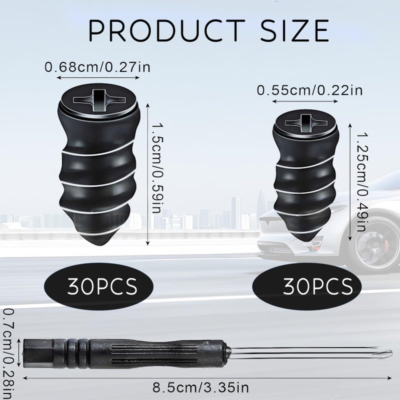 PINKJOY 60 Pcs Tire Repair Rubber Nail, Vacuum Tire Repair Kits Spiral Rubber Screws, Fast Self-Service Tool for Car, Truck, Motorcycle, Tractor Tire Puncture Repair - Image 3
