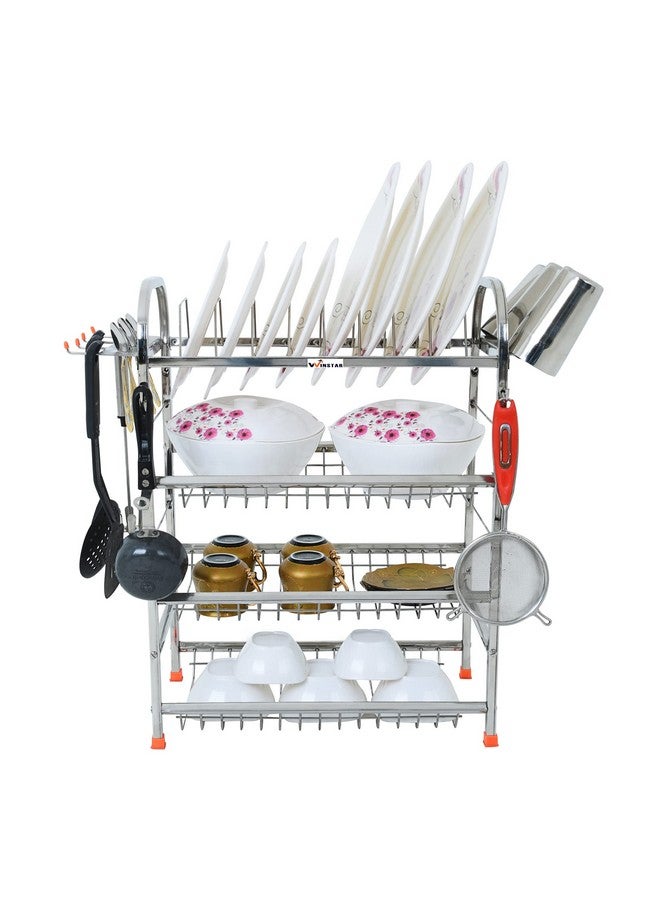 WINSTAR Stainless Steel 4 Shelf Wall Mount Kitchen Utensils Rack with Mini chopper| Vegetable Chopper (350 ml ) | Kitchen Organizer (24 x 18 inch ) Combo, Tiered Shelf - Image 3