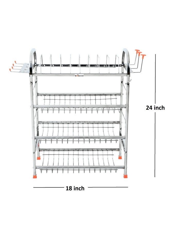 WINSTAR Stainless Steel 4 Shelf Wall Mount Kitchen Utensils Rack with Mini chopper| Vegetable Chopper (350 ml ) | Kitchen Organizer (24 x 18 inch ) Combo, Tiered Shelf - Image 4