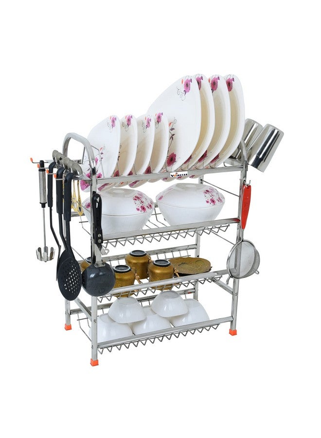 WINSTAR Stainless Steel 4 Shelf Wall Mount Kitchen Utensils Rack with Mini chopper| Vegetable Chopper (350 ml ) | Kitchen Organizer (24 x 18 inch ) Combo, Tiered Shelf - Image 2